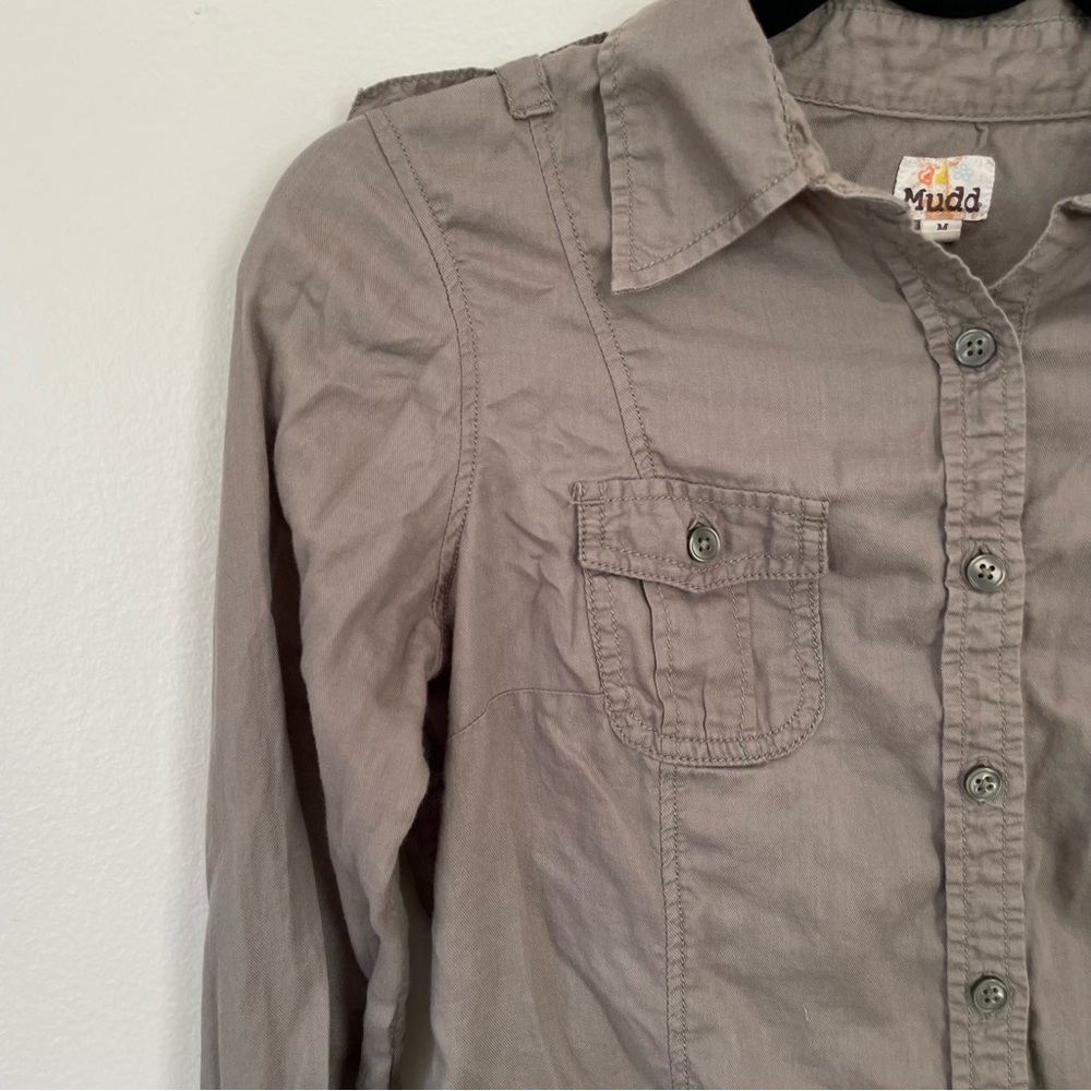 MUDD | Olive Green Button Up Shirt | Size Medium - Picture 3 of 9